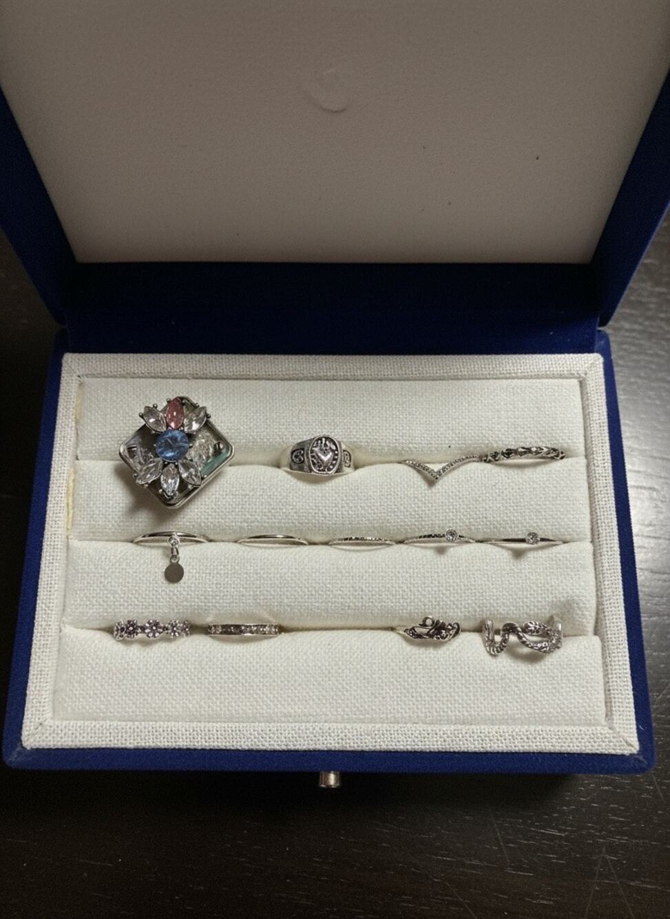 Silver Tone Ring Bundle 13 Pc Stackable Rings Sizes 5-8.5 New